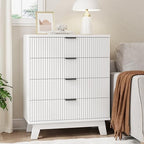Xixini Fluted Nightstand with 4 Drawers, 31.5" Wide Side Table, White - Image 3