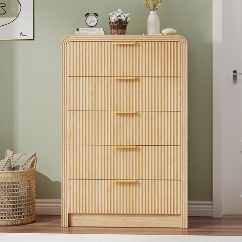 Decofy Fluted 5 Drawers Dresser, 48" Tall Chest of Drawers for Bedroom - Image 5