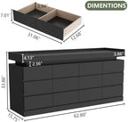 Gyfimoie 12 Drawer Dresser with Power Outlet, Modern Dresser with LED Light - Image 2