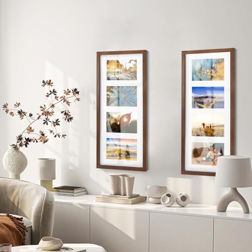 puthiac 8x20 Oak Wood Picture Frame 4Pcs 4x6 Photo Frame, Walnut, 1 Pack - Image 6