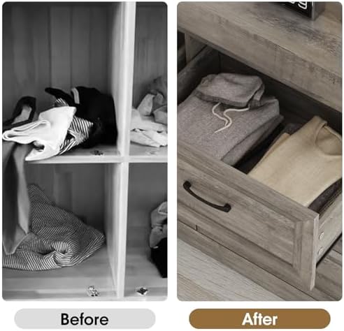 Fameill Dresser for Bedroom, 6 Drawer Wide Dresser Organizer with Charging Station, Tall Dresser for Hallway, Wood Dresser with Metal Handles, Ash Grey - Image 6