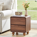 AVZEAR Modern 2 Drawer Dresser, 2 Drawer Nightstand Small Wooden Dresser Chest of Drawers, Handle Free & Curved Profile Design Sofa End Table for Living Room, Nursery, Walnut - Image 3