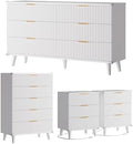 Modern Dressers and Nightstands Set 4-Piece, 2 Nightstands + 5 + 6-Drawers by Lulive