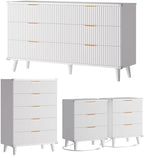 Modern Dressers and Nightstands Set 4-Piece, 2 Nightstands + 5 + 6-Drawers by Lulive