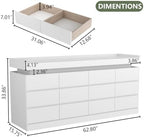 Gyfimoie 12 Drawer Dresser with Power Outlet, Modern Dresser with LED Light - Image 2