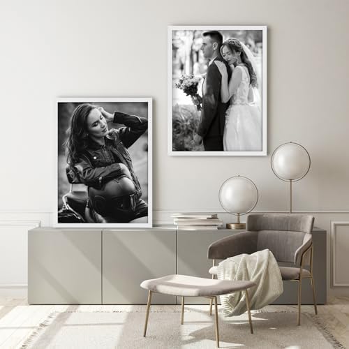 puthiac 24x36 Solid Oak Wood Picture Frame, White, 1 Pack - Image 5