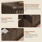 Squireewo Fluted 9 Drawers Dresser for Bedroom, 63" Wide Modern Chest of Drawers with Power Outlet and Deep Drawers, Large Dresser TV Stand for Living Room, Hallway, Kids Room, Brown - Image 3