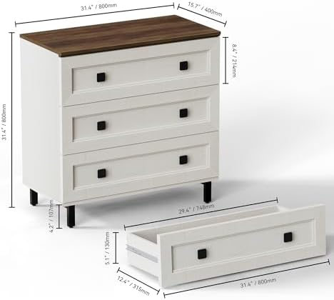 FENSULN Modern White Dresser for Bedroom with 9 Drawers, 3 in 1 Wooden Chest of Drawers with Organizer Storage for Bed Room,Livingroom Hallway - Image 2