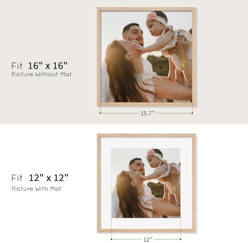 puthiac 16x16 Solid Oak Wood Picture Frame, Natural Oak, 1 Pack - Image 4