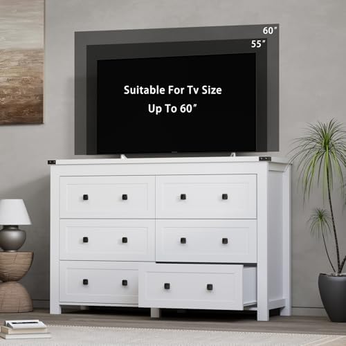 Wodeer 6 Drawer Dresser for Bedroom, White Modern Dressers & Chests of Drawers with Metal Handles, Closet Storage Dresser, Storage Cabinet and Organizer with Drawers - Image 6