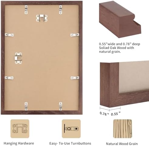 puthiac 18x24 Solid Oak Wood Picture Frames, Walnut, 3 Pack - Image 3