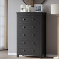 BORNOON Tall 5-Drawer Dresser, Modern Wooden Storage Chest of Drawers, Dresser TV Stand, Wood Drawer Organizer with Metal Handles for Bedroom, Living Room, Hallway by BORNOON