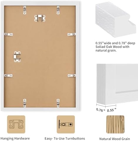 puthiac 12x18 Solid Oak Wood Picture Frame, White, 1 Pack - Image 3