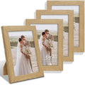 Hongkee 6x9 Picture Frame Set of 4, Made of Real Glass and Natural Oak Wooden Frame - 6 by 9 Photo for Wall or Tabletop Display by Hongkee