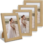 Hongkee 6x9 Picture Frame Set of 4, Made of Real Glass and Natural Oak Wooden Frame - 6 by 9 Photo for Wall or Tabletop Display by Hongkee