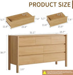 CHUWELL 51.1" Wide Oak 7 Drawer Dresser for Bedroom with Solid Wood Legs - Image 2