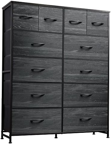 WLIVE 12 Drawer Tall Fabric Dresser Bedroom Storage Chest, Charcoal by WLIVE