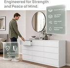 White 12 Drawer Dresser for Bedroom,Modern Long Deep Drawer Dresser,Wood Storage Chest of Drawer, Storage Organizer Drawers for Bedroom - Image 5