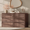 Modern 54" Wide 6 Drawers Dresser with Curved Profile Design,Walnut by TROJMHome