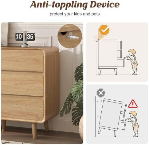 Nasonet 9 Drawer Dresser for Bedroom, 55'' Wide Modern Wood Chest of Drawers, Large Storage Drawer Dresser TV Stand, Oak - Image 3