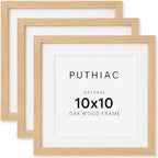 puthiac 10x10 Solid Oak Wood Picture Frames, Natural Oak, 3 Pack by PUTHIAC