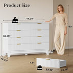 BORNOON Fluted 8 Drawer Tall Dresser, 47.2" Wide Modern Boho Chest of Drawers, Wooden Storage Dresser TV Stand for Bedroom, Living Room, Closet, Hallway, Curved Profile Design - Image 2