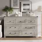 BORNOON 7-Drawer Dresser, Modern Wooden Storage Chest of Drawers, Dresser TV Stand, Wood Drawer Organizer with Metal Handles for Bedroom, Living Room, Hallway - Image 3