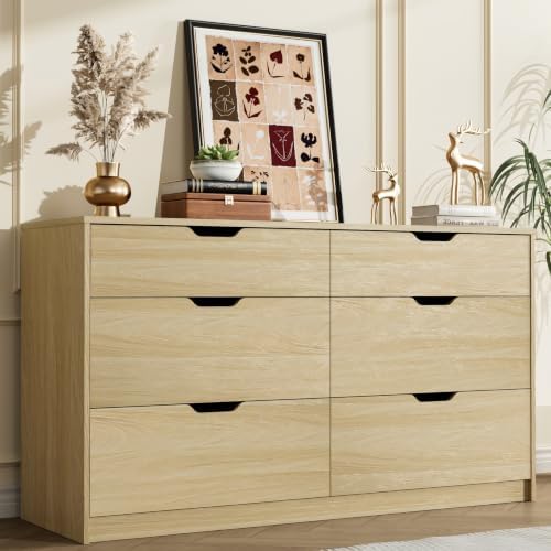 YESHOMY Dresser for Bedroom, 47.2" Modern Wood Chest with 6 Drawers by SearchallYESHOMY