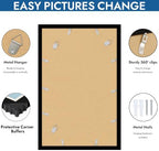 Hongkee 14x22 Picture Frame Set of 4, 14 x 22 Black Wood Style(Mat 12x18) - Image 5