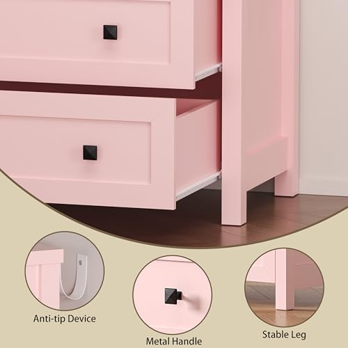 BORNOON 3-Drawer Dresser, Small Wooden Chest of Drawers with Metal Knobs, Water-Resistant Top, Storage Organizer with Anti-Tip Kit for Bedroom, Nursery, Living Room - Image 5