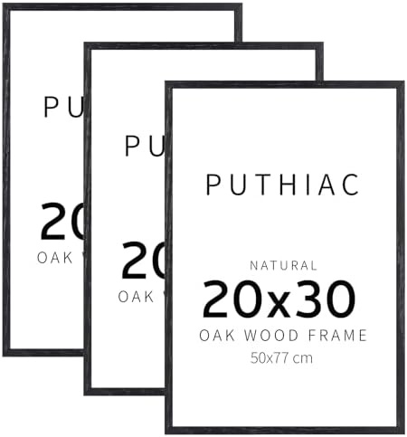 puthiac 20x30 Solid Oak Wood Picture Frames, Black, 3 Pack by PUTHIAC