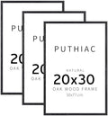 puthiac 20x30 Solid Oak Wood Picture Frames, Black, 3 Pack by PUTHIAC