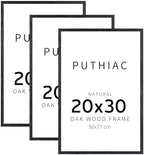 puthiac 20x30 Solid Oak Wood Picture Frames, Black, 3 Pack by PUTHIAC
