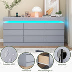 Gyfimoie 9 Drawer Dresser with Power Outlet, Modern Dresser with LED Light - Image 6