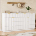 55.1" Wide Fluted 10 Drawer Dresser for Bedroom, White - Image 6