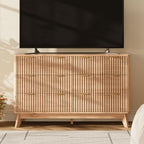 47" Wide Fluted 6 Drawers Dresser for Bedroom,Curved Edge,Oak - Image 3
