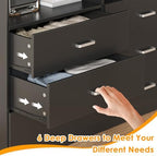 Bigbiglife 6 Drawers Dresser for Bedroom with Open Storage Cubby, Double Wide Dresser Organizer for Bedroom, Living Room, Entryway, Hallway (Black) - Image 5