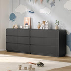 BORNOON Dresser for Bedroom with 6 Drawers, Fluted Chest of Drawers with Round Curved Corner, Hidden Handles, Modern Wood Storage Organizer for Bedroom, Nursery, Living Room - Image 6