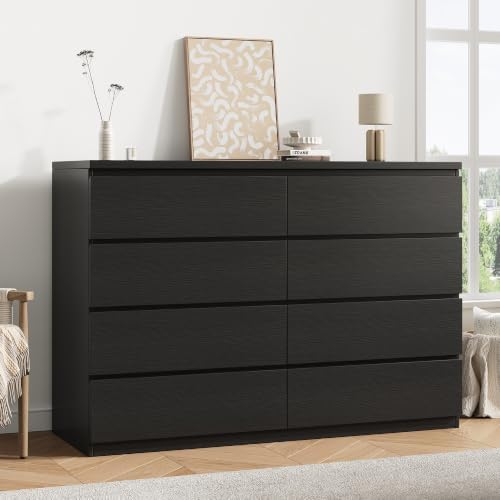 Jocoevol Black 8 Drawer Dresser for Bedroom (15.3" D x 55.2" W x 32.3" H) by JOCOEVOL