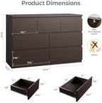 Jocoevol Modern Brown 7 Drawer Dresser for Bedroom, Simply Chest of Drawers, Wood Storage Dresser with Deep Drawers for Living Room Hallway Entryway, Brown - Image 2
