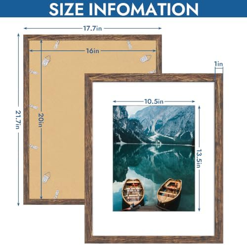 Hongkee 16x20 Frames Set of 4, 16 x 20 Rustic Brown Wood Style(Mat 11x14) - Image 3
