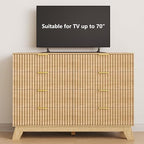 HUANLEGO 48" W Tall Fluted Dresser for Bedroom with 8 Drawer, Oak - Image 6