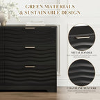 MALOL Coastline Fluted 6 Drawers Dresser for Bedroom, 55" Wide Modern Chest of TV Stand Organizers with Metal Handle, Storage Wooden Dresser Drawer for Living Room, Hallway, Closet, Black Wood - Image 5