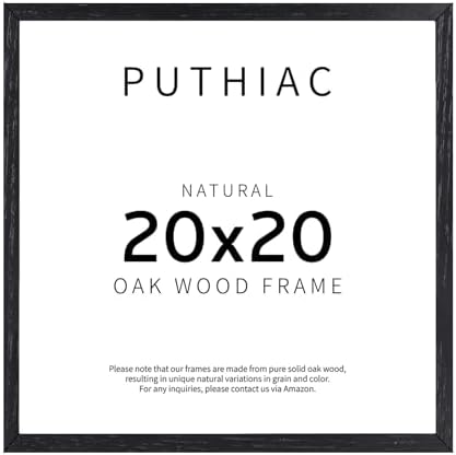 puthiac 20x20 Solid Oak Wood Picture Frame, Black, 1 Pack by PUTHIAC