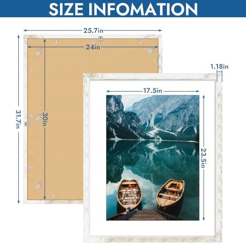 Hongkee 24x30 Frame Set of 4, 24 x 30 Distressed White Wood(Mat 18x24) - Image 3