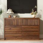 LYNSOM Walnut Fluted 7 Drawer Dresser for Bedroom, Curved Edge, 50" Wide - Image 3