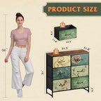 WLIVE Dresser for Bedroom with 6 Drawers, Floral Painted - Image 3