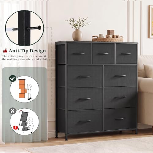 9-Drawer Dresser Anti-Tip Tall Storage Organizer - Image 4