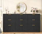 TEENFON Fluted Dresser for Bedroom with 9 Drawers, 63" Wide Modern Chest of Drawers with Metal Handle & Curved Profile Design, Wood Closet Clothes Storage Organizer for Living Room, Hallway, Black - Image 4