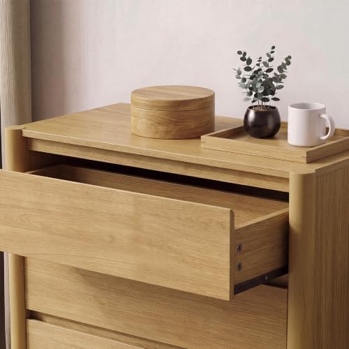 CHUWELL 27.6" Wide Oak 3 Drawer Dresser for Bedroom with Solid Wood Legs - Image 7